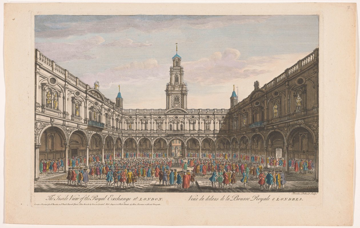 Udsigt over det indre af Royal Exchange i London Indersiden af ​​Royal Exchange i London (titel på objekt) London (serietitel) af Robert Sayer