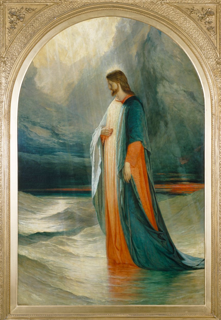 Jesus gik hen til dem, gående på havet, det 19. århundrede af Robert Scott Lauder