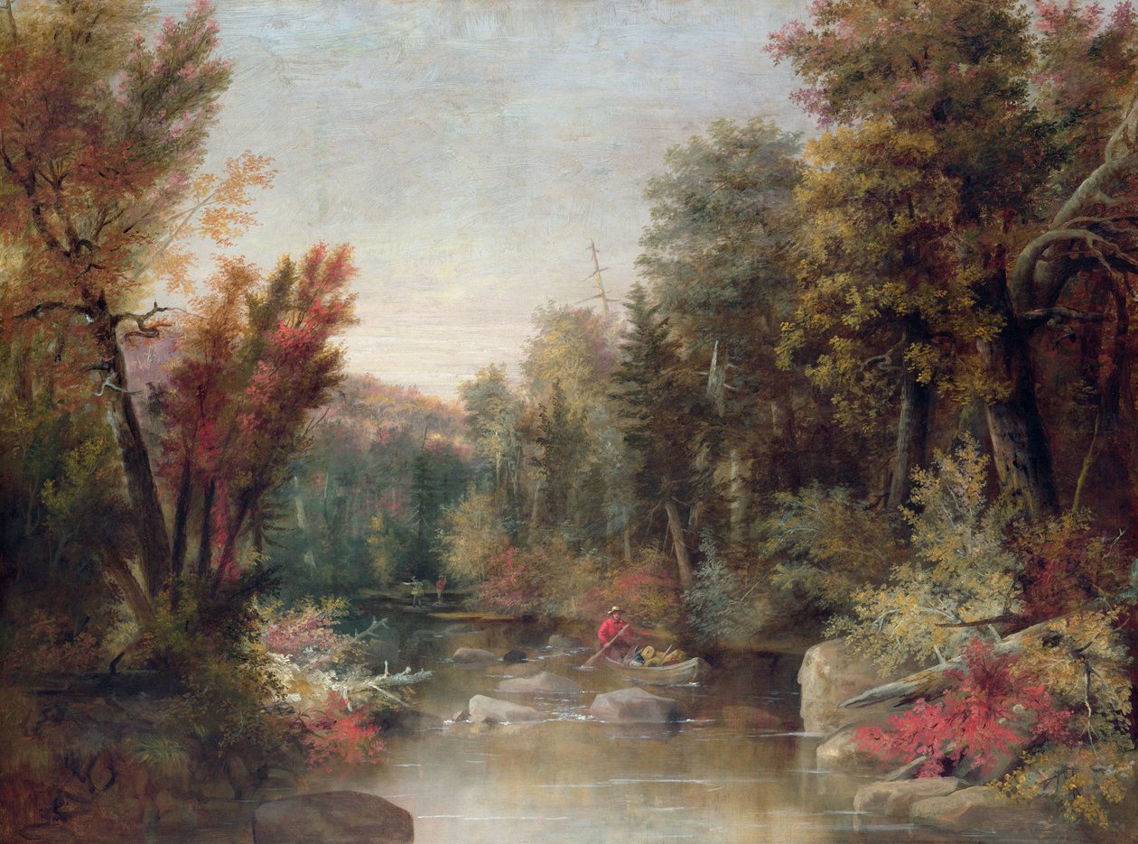 Fall Fisherman (olie på lærred) af Robert Seldon Duncanson