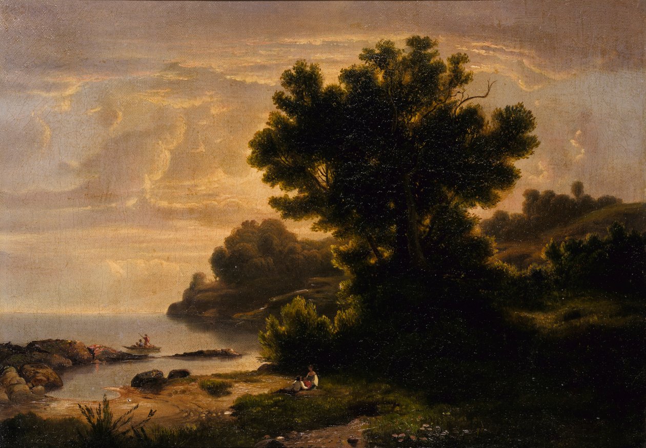 Landskab med familie ved søen, 1858. af Robert Seldon Duncanson