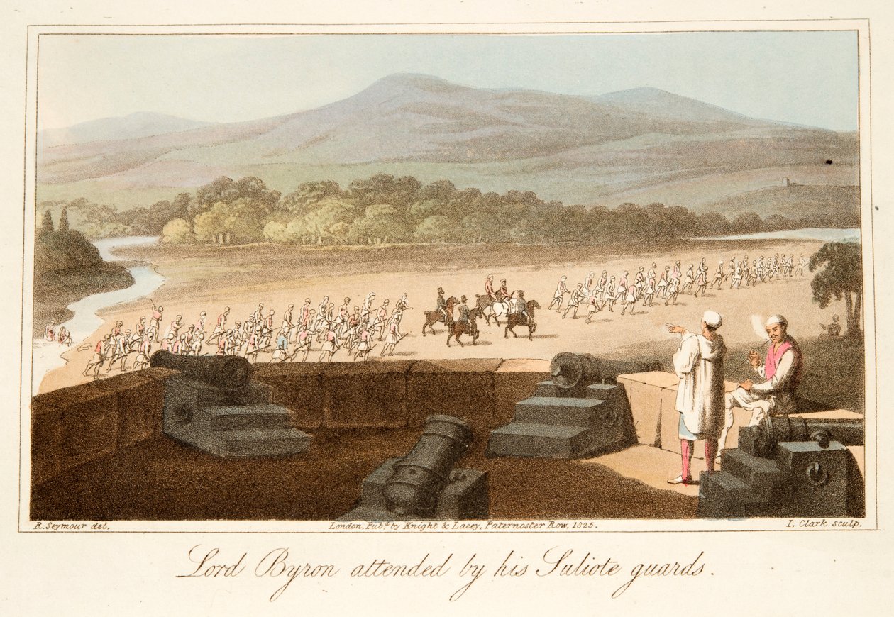 Lord Byron deltog af hans Suliote Guards, pub. 1825. af Robert Seymour