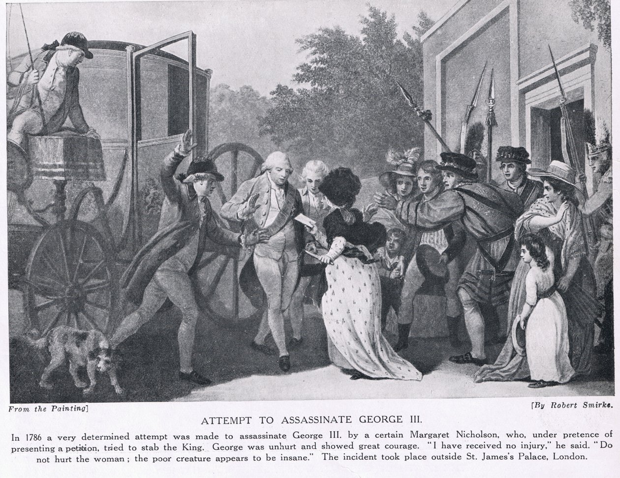 Forsøg på at myrde kong George III, illustration fra 