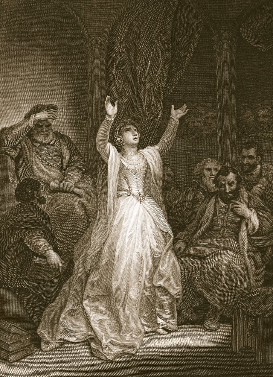 Fordømmelse af Anne Boleyn, indgraveret af George Noble, illustration fra David Humes 