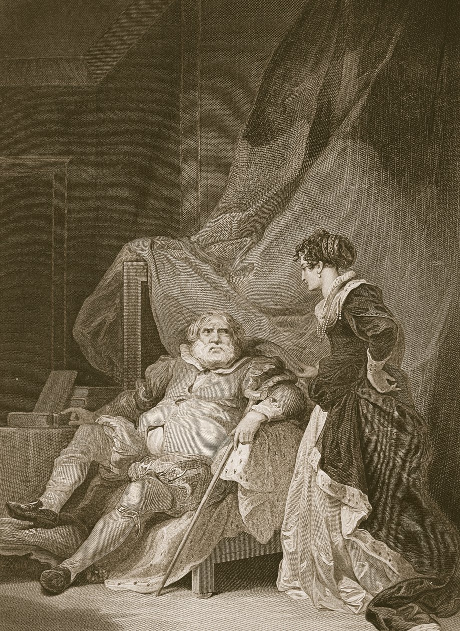 Henry den 8. og Catherine Parr, graveret af George Noble, illustration fra David Humes 