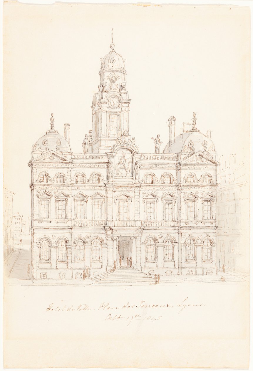 Hôtel de Ville, Place des Terreaux, Lyon af Robert Smirke