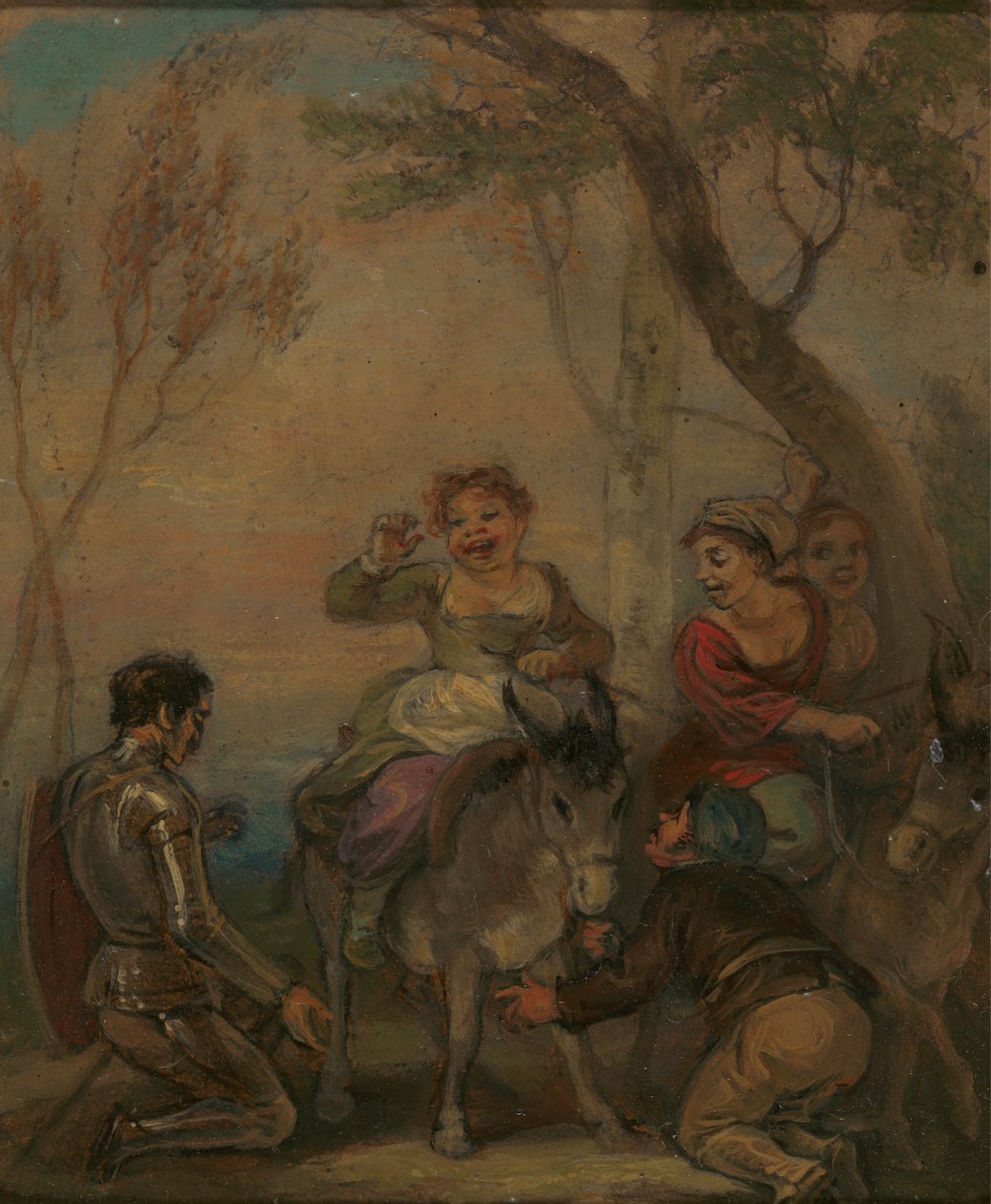 Illustration til Don Quixote (med figurer på et æsel) af Robert Smirke