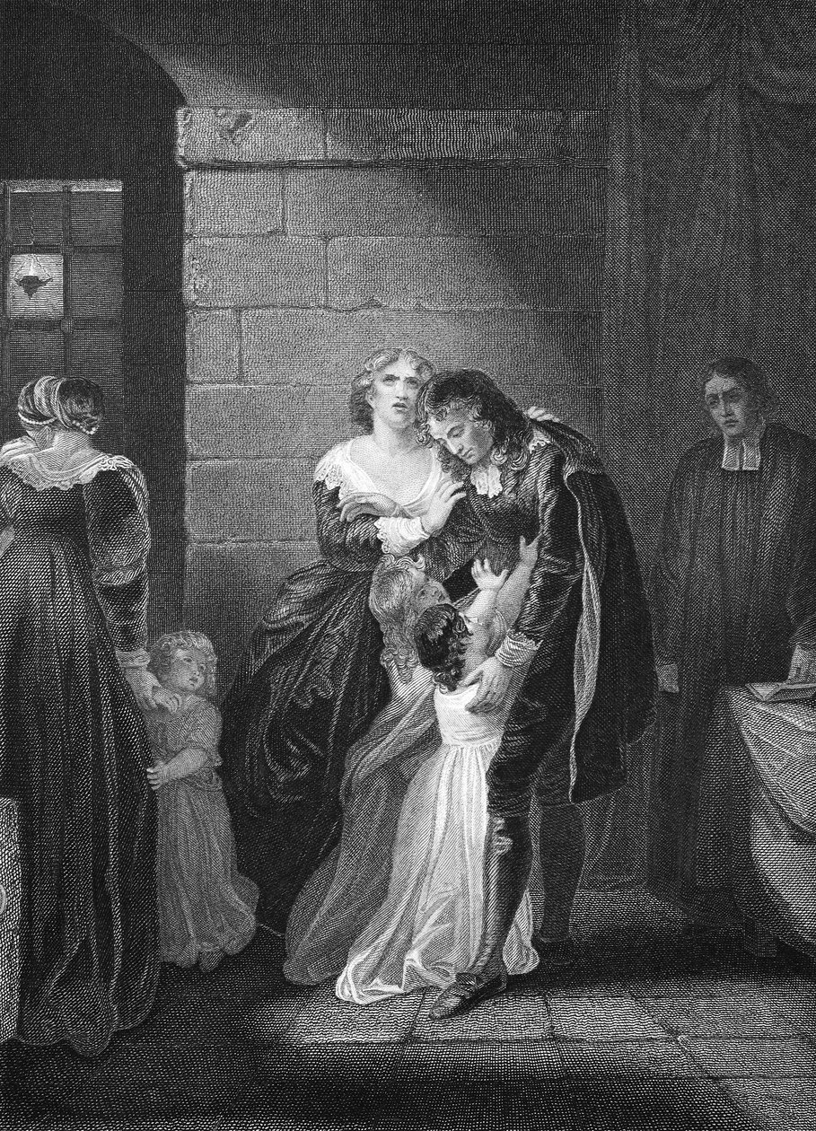 Lord W. Russels sidste interview med sin familie, indgraveret af A.H. Payne af Robert Smirke