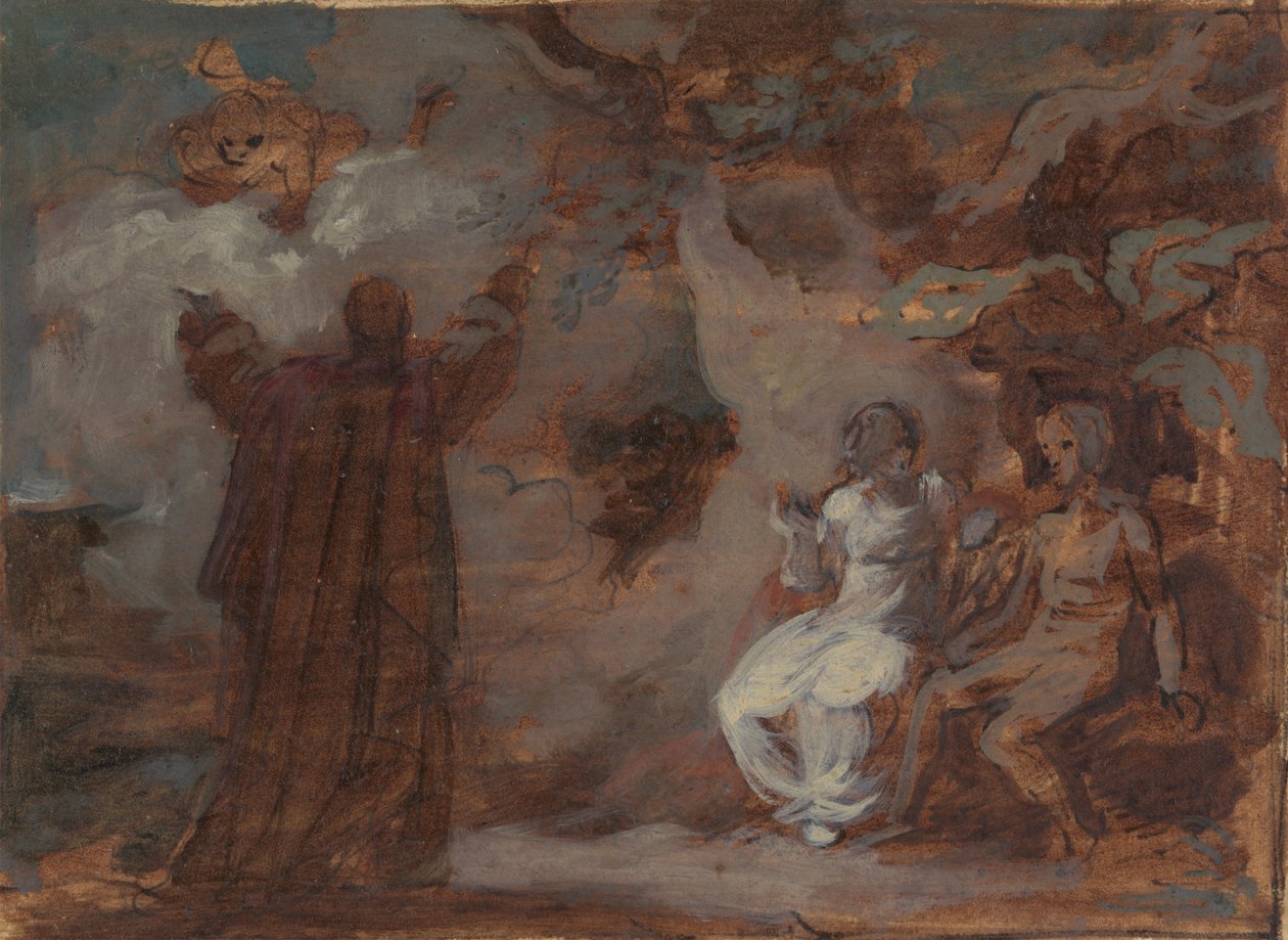 Prospero tryller en maske til Ferdinand og Miranda af Robert Smirke