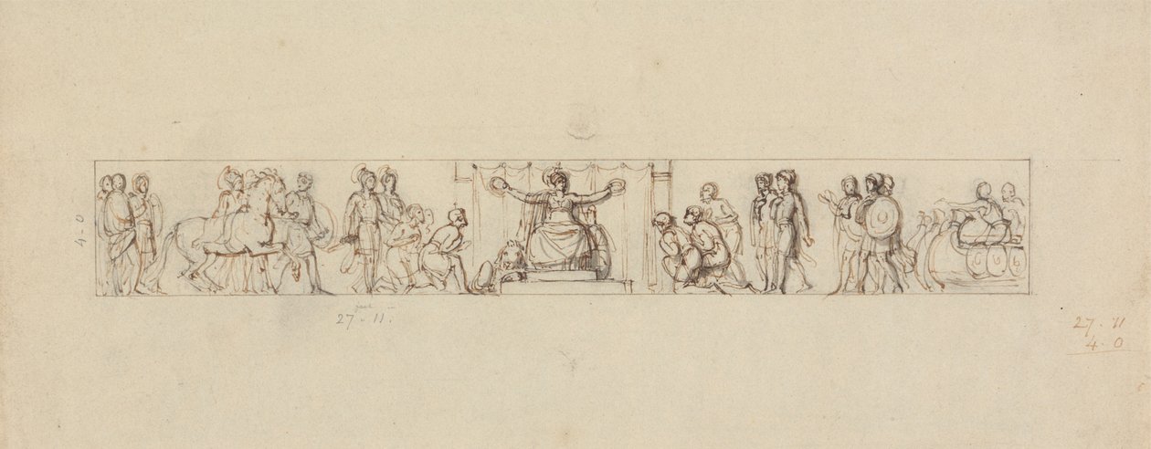 Studie til et Relief med romanske Figurer af Robert Smirke
