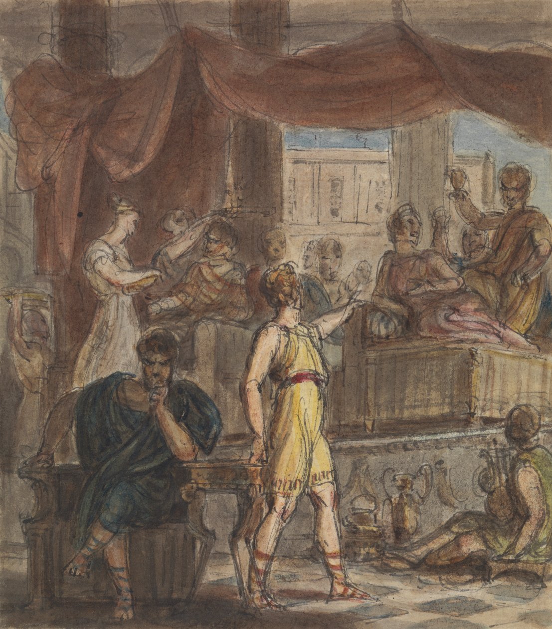 Studie af en romersk banketscene af Robert Smirke