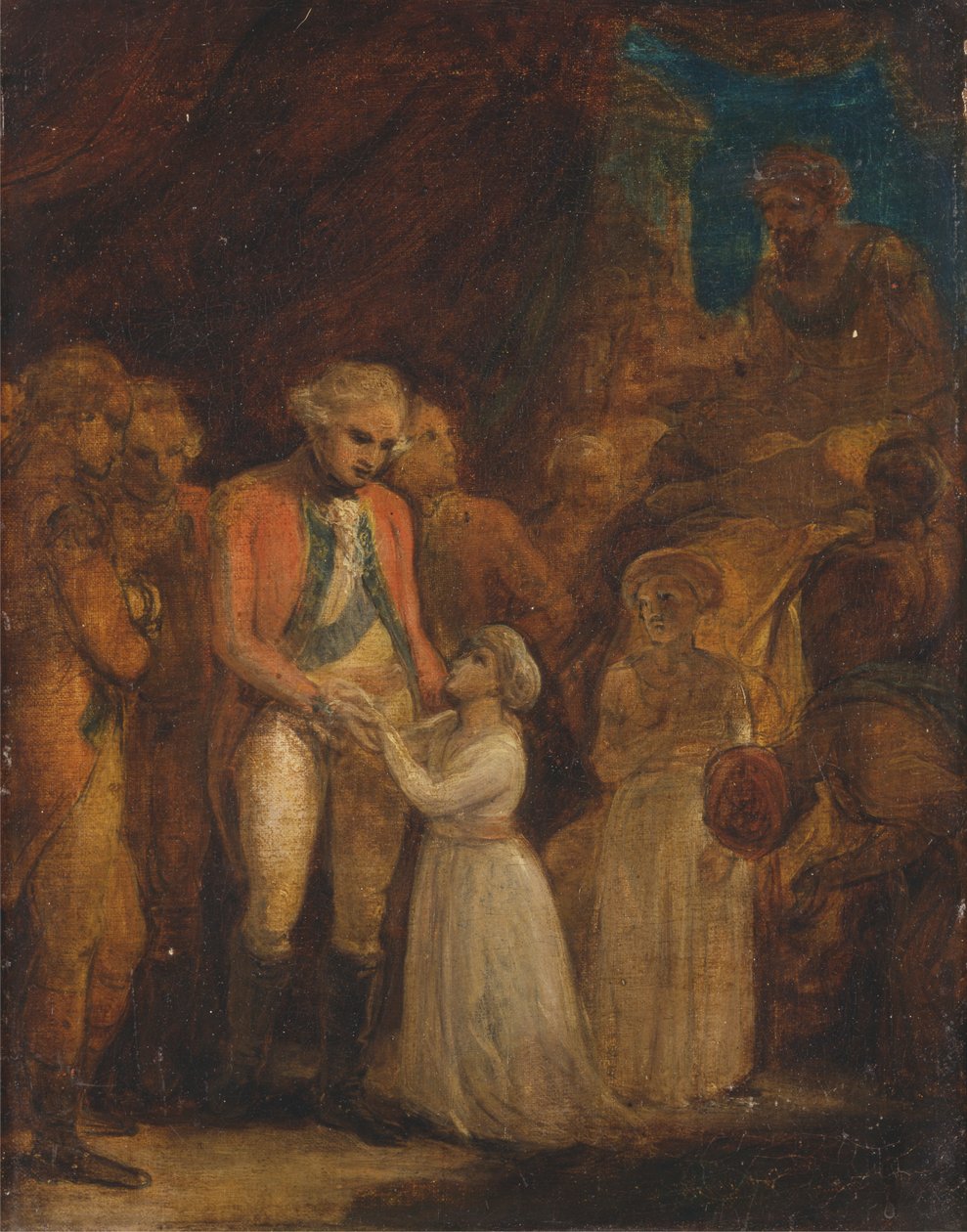 De to sønner af Tipu Sahib, sultanen af Mysore, bliver udleveret som gidsler til general Cornwallis af Robert Smirke