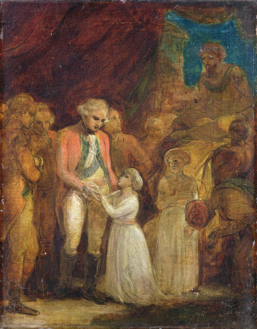 De to sønner af Tipu Sahib, sultanen af Mysore, bliver udleveret som gidsler til general Cornwallis (1738-1805), ca. 1792 (olie på lærred) af Robert Smirke