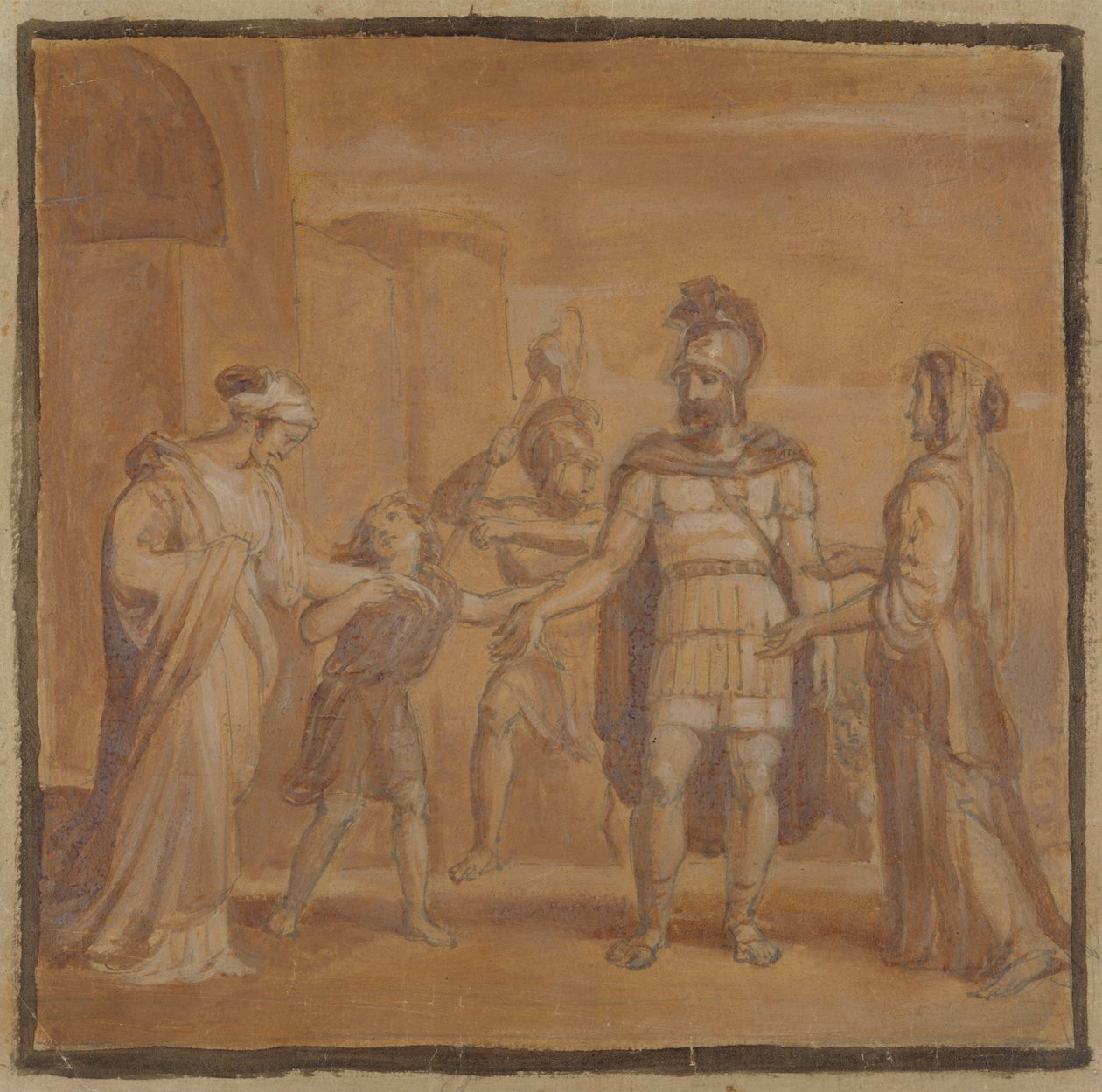 Virgilia og Volumnia bønfalder Coriolanus af Robert Smirke