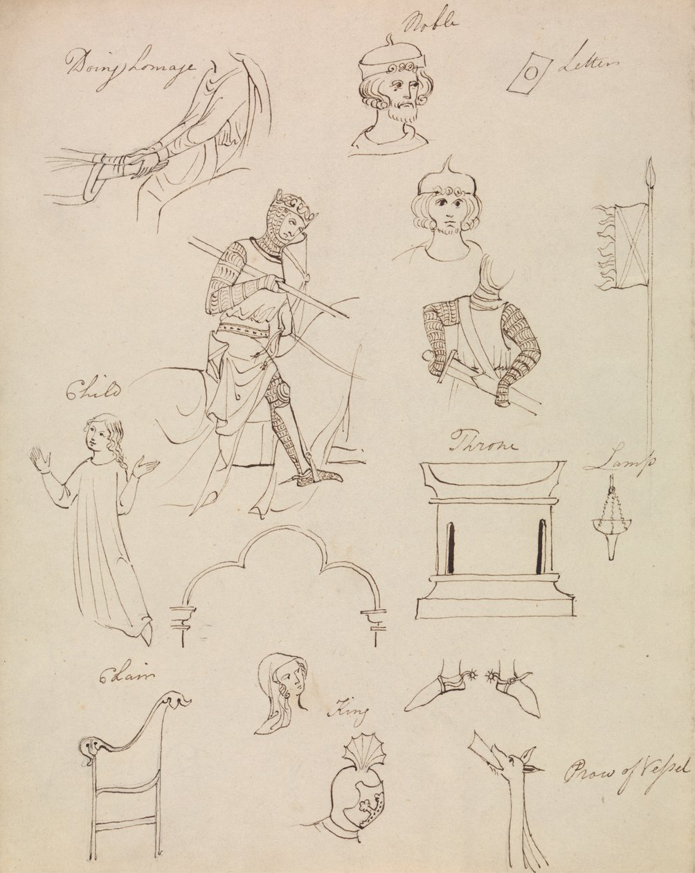 figur Studier for middelalderlige adelige liv af Robert Smirke