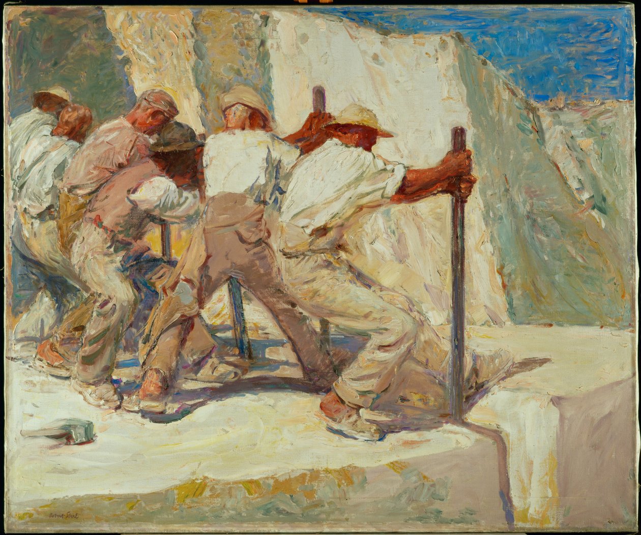Stenhuggere (olie på lærred) af Robert Sterl