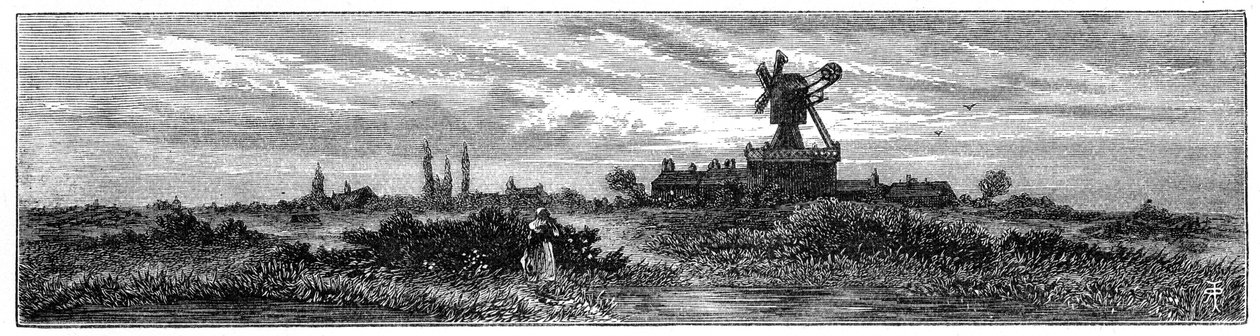 Vindmølle på Wimbledon Common, 1880 af Robert Taylor Pritchett