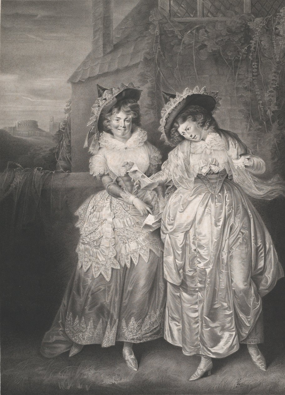 Mrs. Ford og Mrs Page Shakespeare, Merry Wives of Windsor, Act 2, Scene 1, 1793. af Robert Thew
