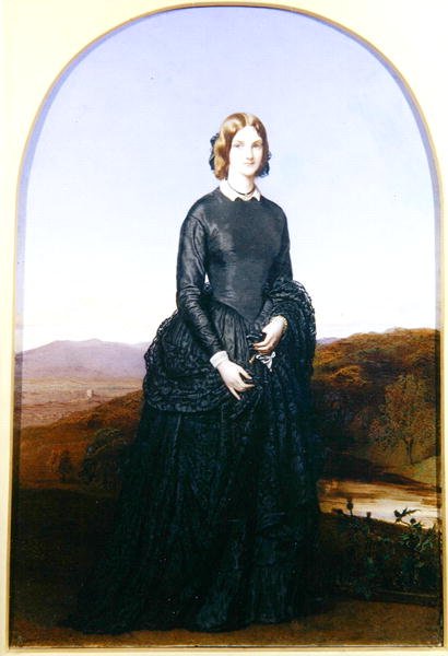 Portræt af Selina, Viscountesse Newport (akvarel på elfenben) af Robert Thorburn