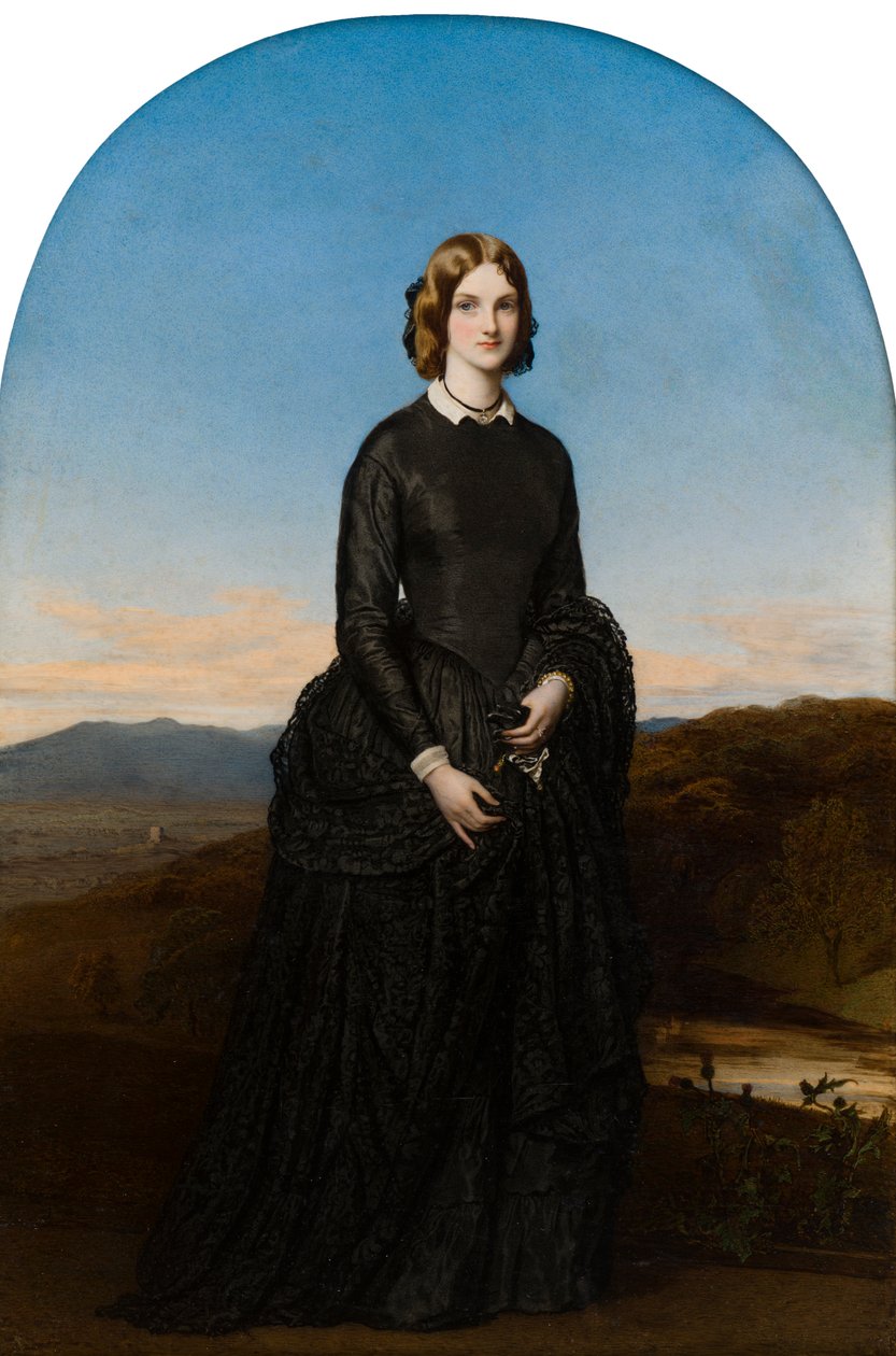 Portræt af Hon. Selina Weld Forester, Viscountesse Newport og senere grevinde af Bradford (1819-1894), ca. 1840-70 (olie på elfenben) af Robert Thorburn