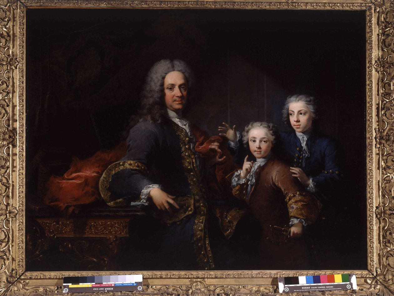 Monsieur de Saint Cannat og hans børn (olie på lærred) af Robert Tournieres