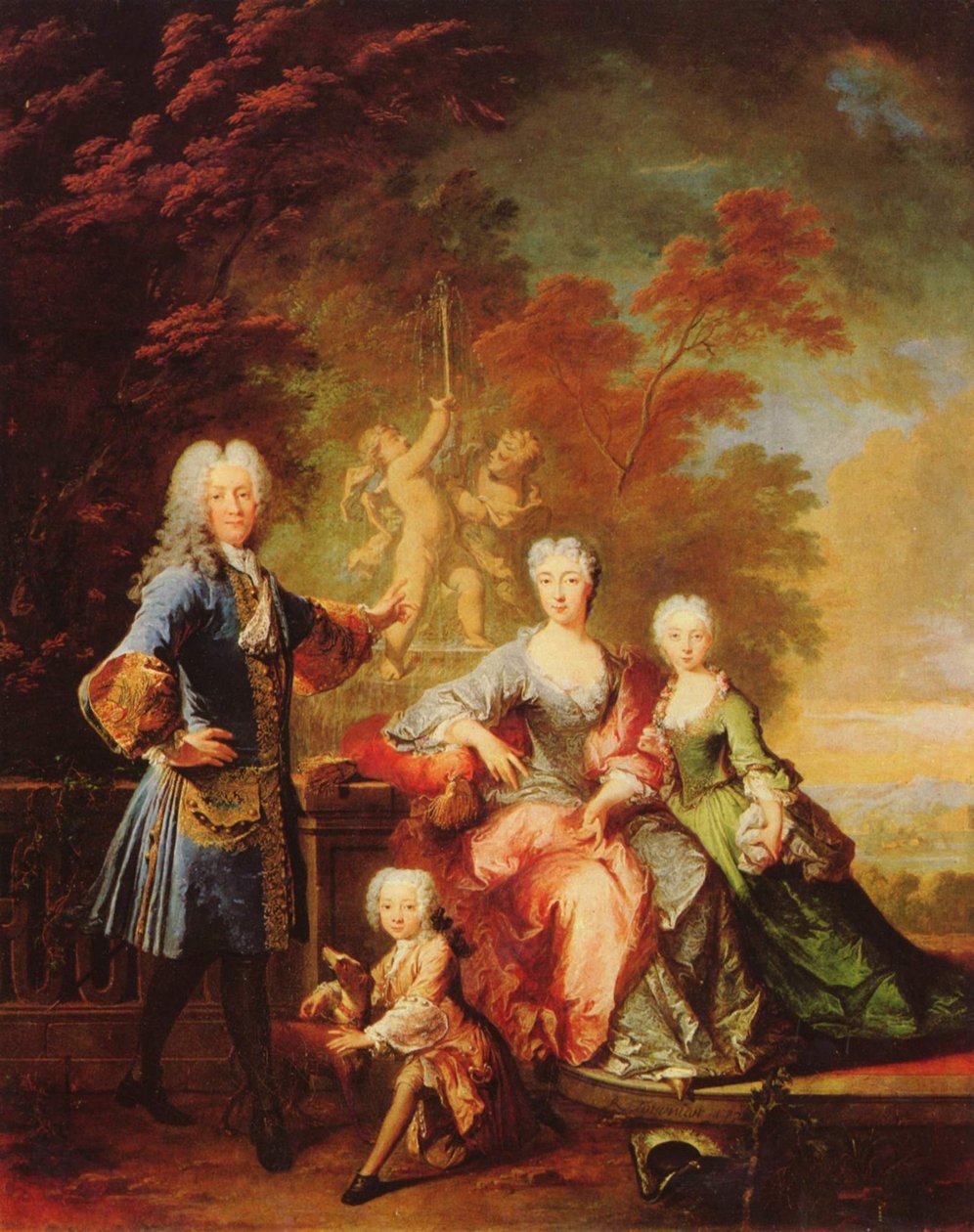 Tysk: Portræt af Ferdinand Adolf, greve von Plettenberg og hans familie Portræt af grev Ferdinand von Plettenberg med sin familie af Robert Tournieres