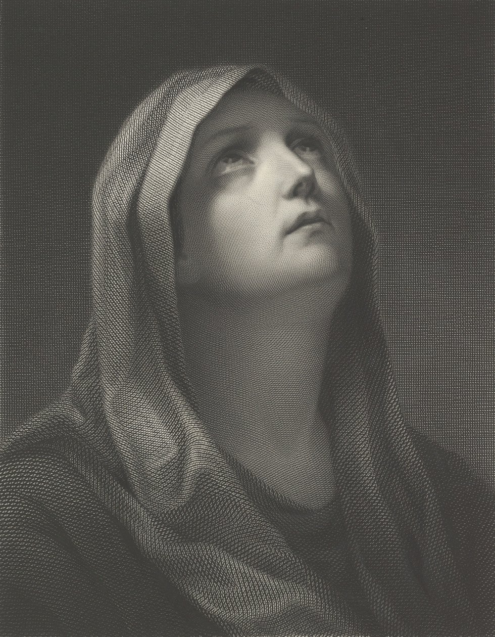 Jomfruens hoved ser op til højre, efter Reni, 1869. af Robert Trossin