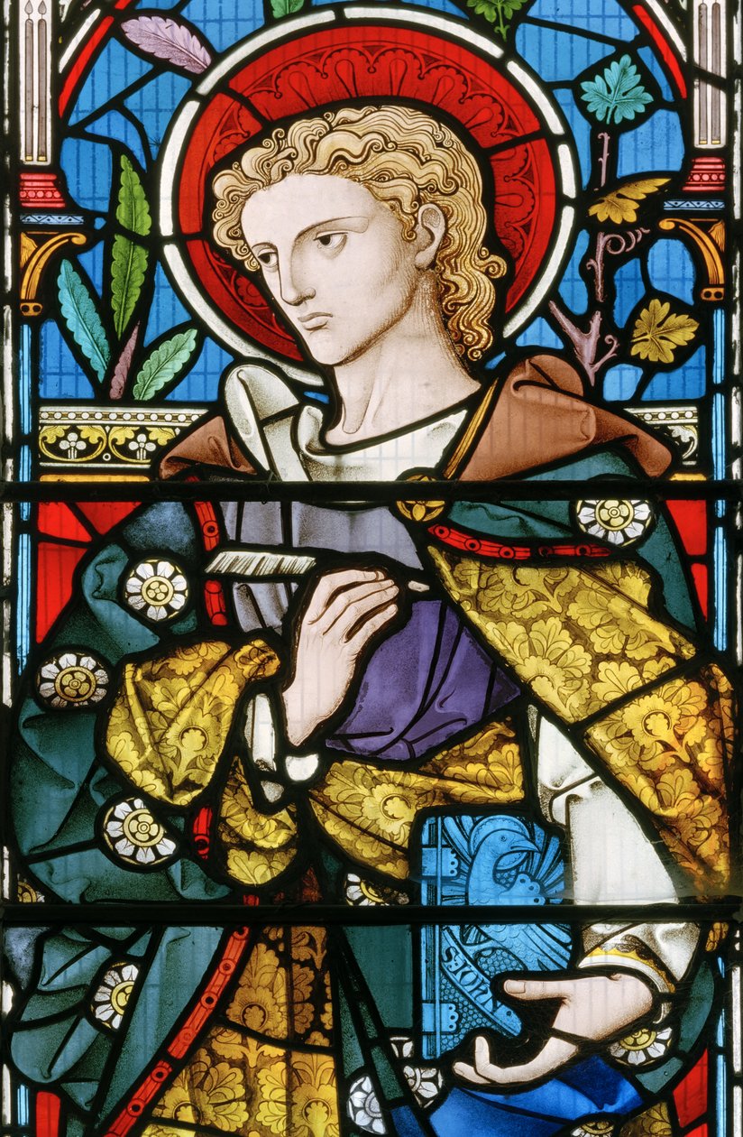 St. John, detalje fra Den gode hyrde, 1863 (farvet glas) af Robert Turnill Bayne