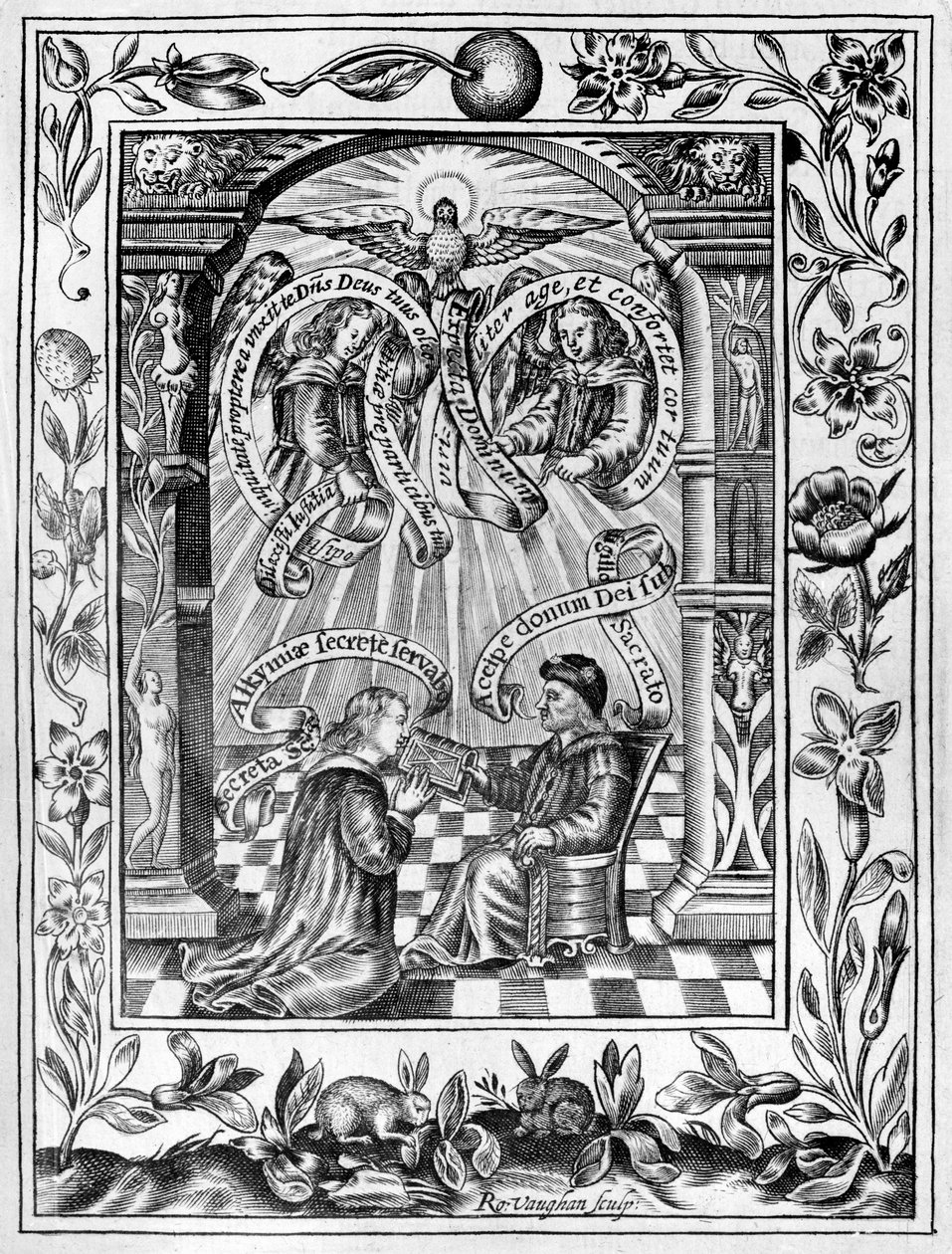 Thomas Norton præsenterer sin Ordinall til Edward IV fra Theatrum Chemicum Britannicum, 1652 af Robert Vaughan