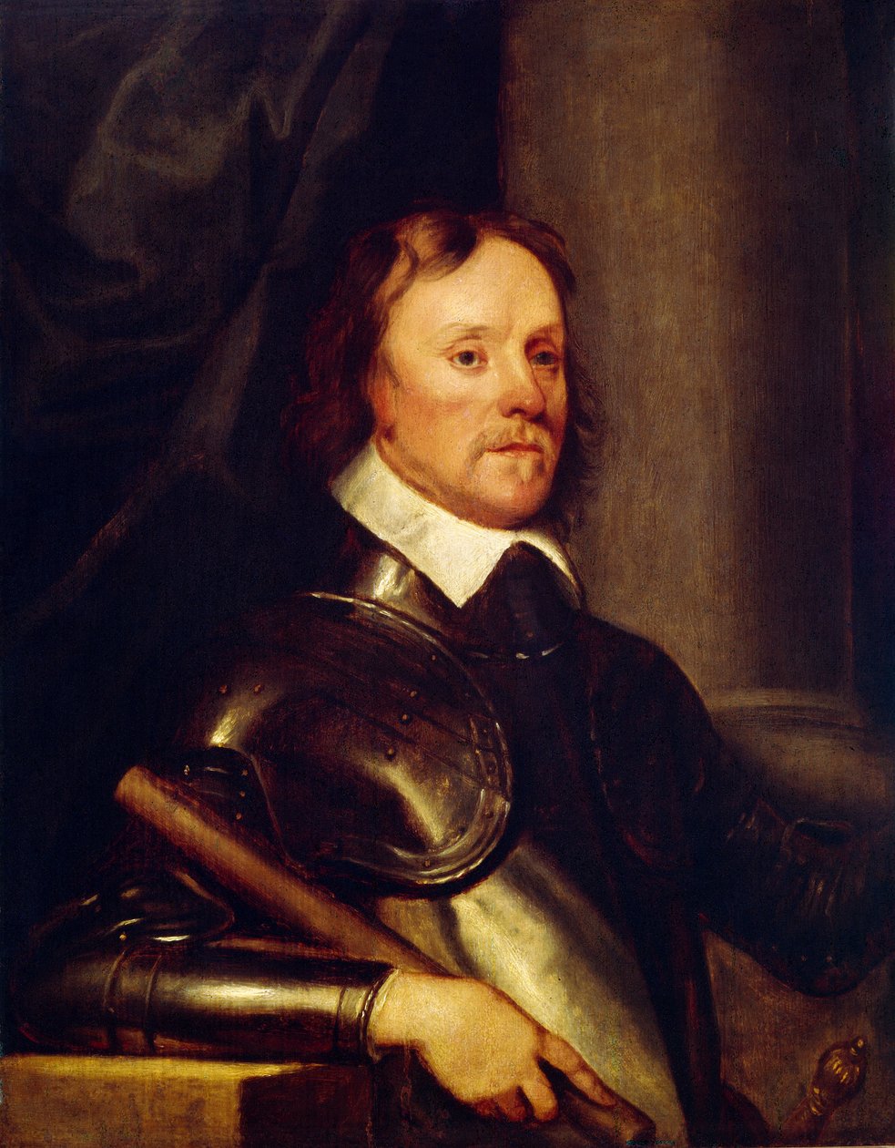 Portræt af Oliver Cromwell (1599-1658). Maleri af Robert Walker (1599-1658), olie på træ af Robert Walker