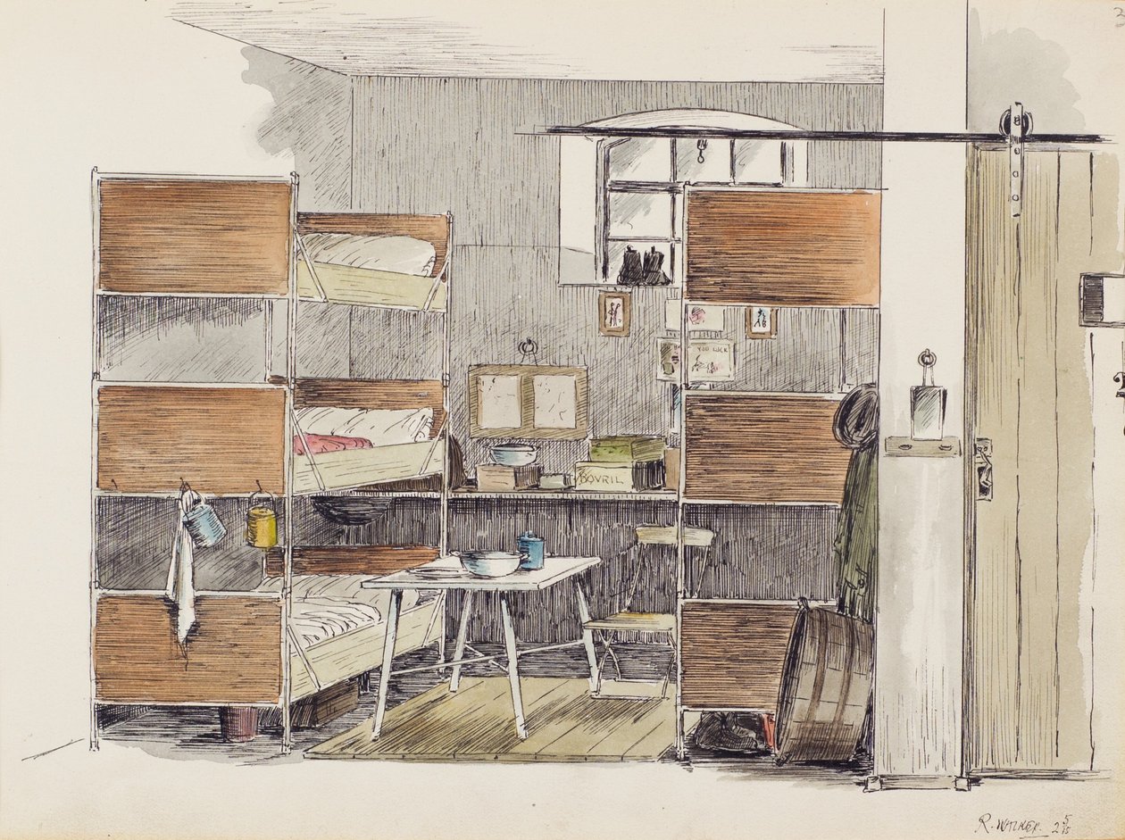 The Artists Horse Box, 2.5., 1915 (pen & blæk med wc på papir) af Robert Walker
