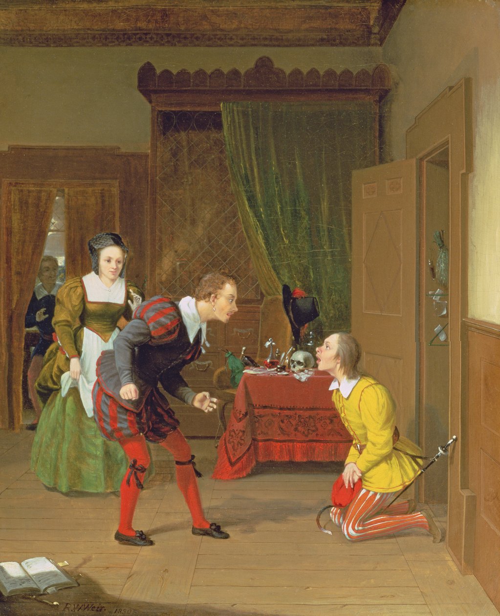 Dr Caius, Simple and Dame Quickly, scene fra The Merry Wives of Windsor, 1830 af Robert Walter Weir