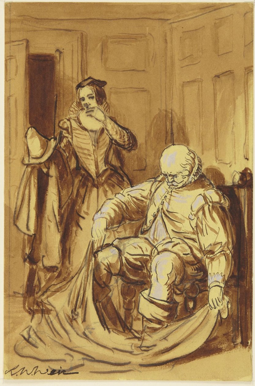 Falstaff und Frau Ford (Szene aus Die lustigen Weiber von Windsor, 4.2) af Robert Walter Weir