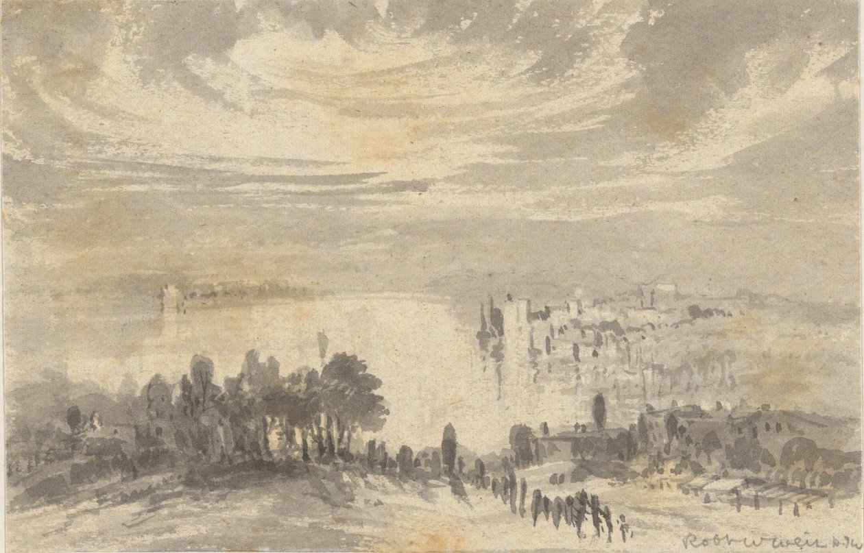 Landskab - By på en bugt af Robert Walter Weir