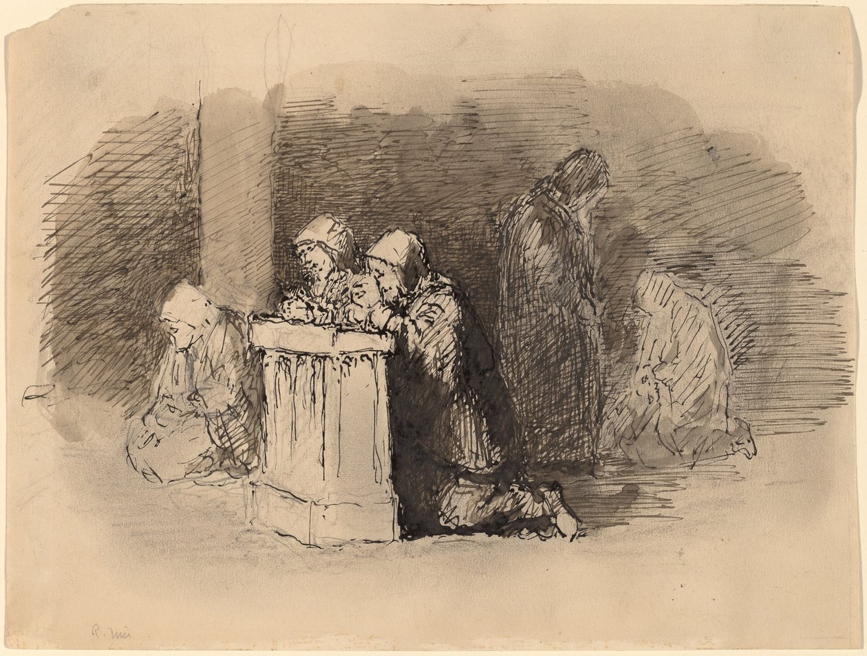 Bedende figurer i en kirke, Firenze af Robert Walter Weir