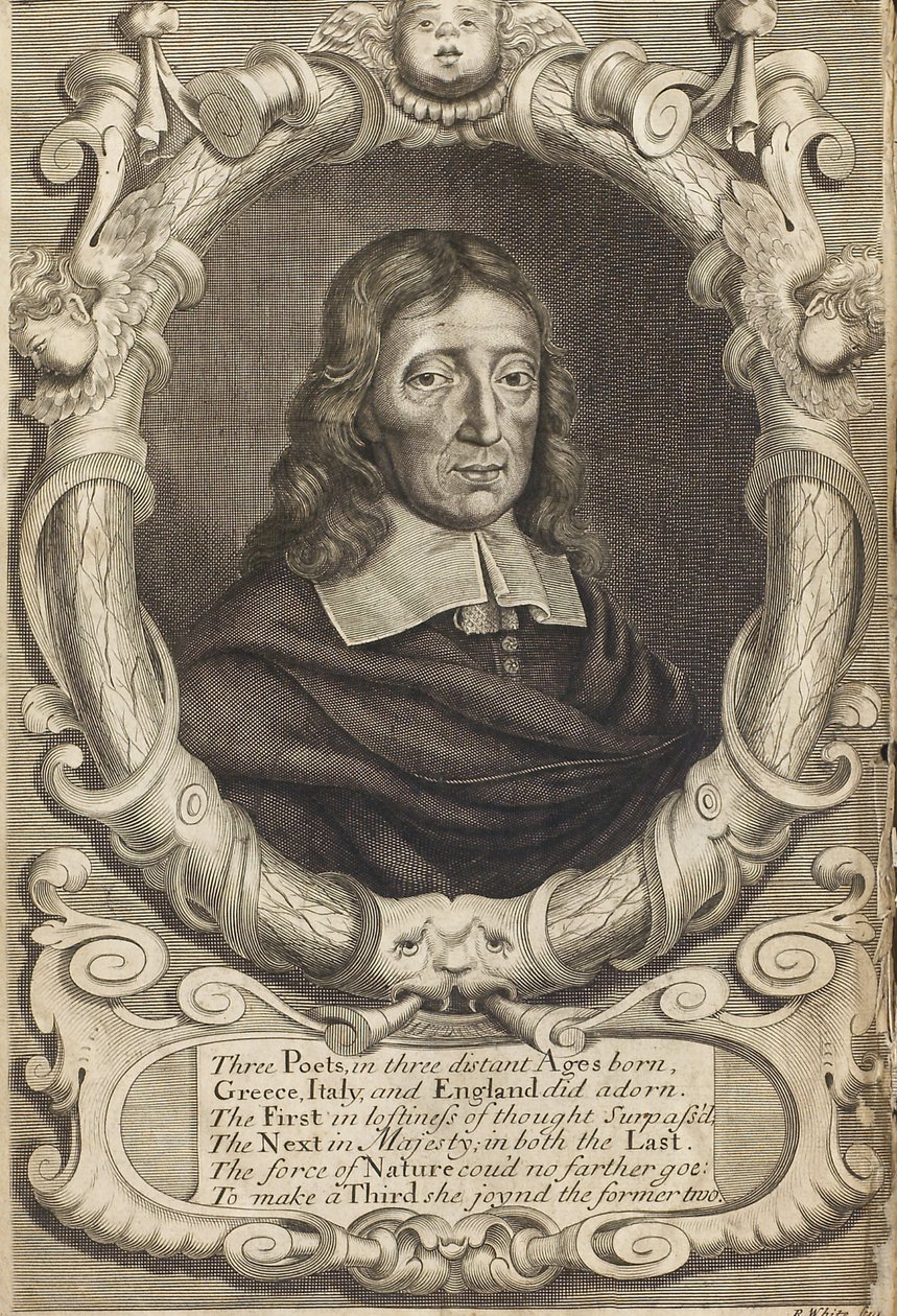 Portræt af John Milton 1608-1674. Frontispice fra Paradise Lost, 1688. af Robert White