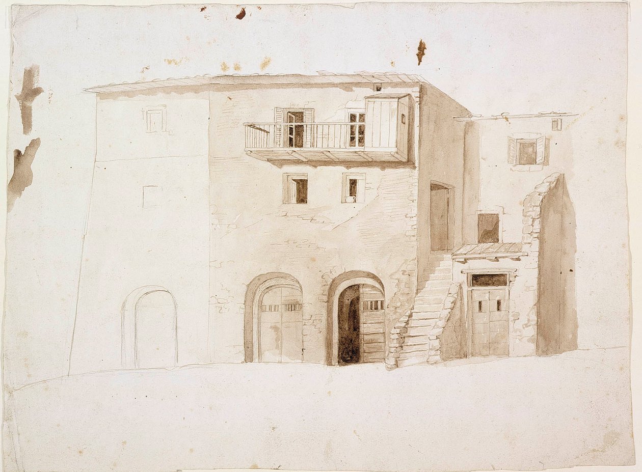 TOPIC fra Italien: Stenhus med to porte og trapper i midten af Robert Wilhelm Ekman