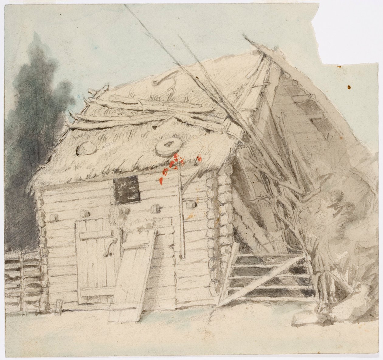 Bygning med stråtag af Robert Wilhelm Ekman