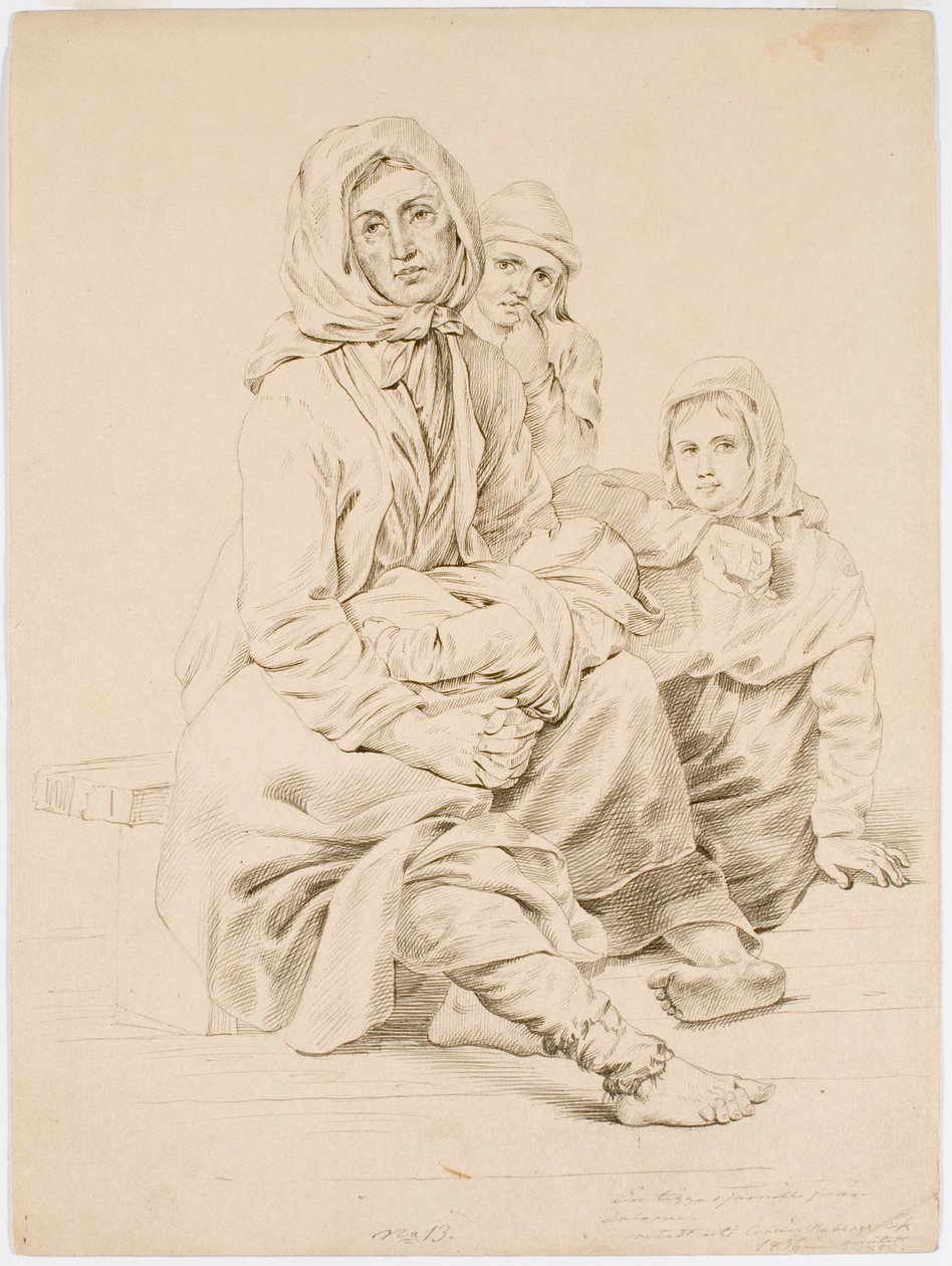 En tiggerfamilie fra Taala, en kvinde med tre børn af Robert Wilhelm Ekman