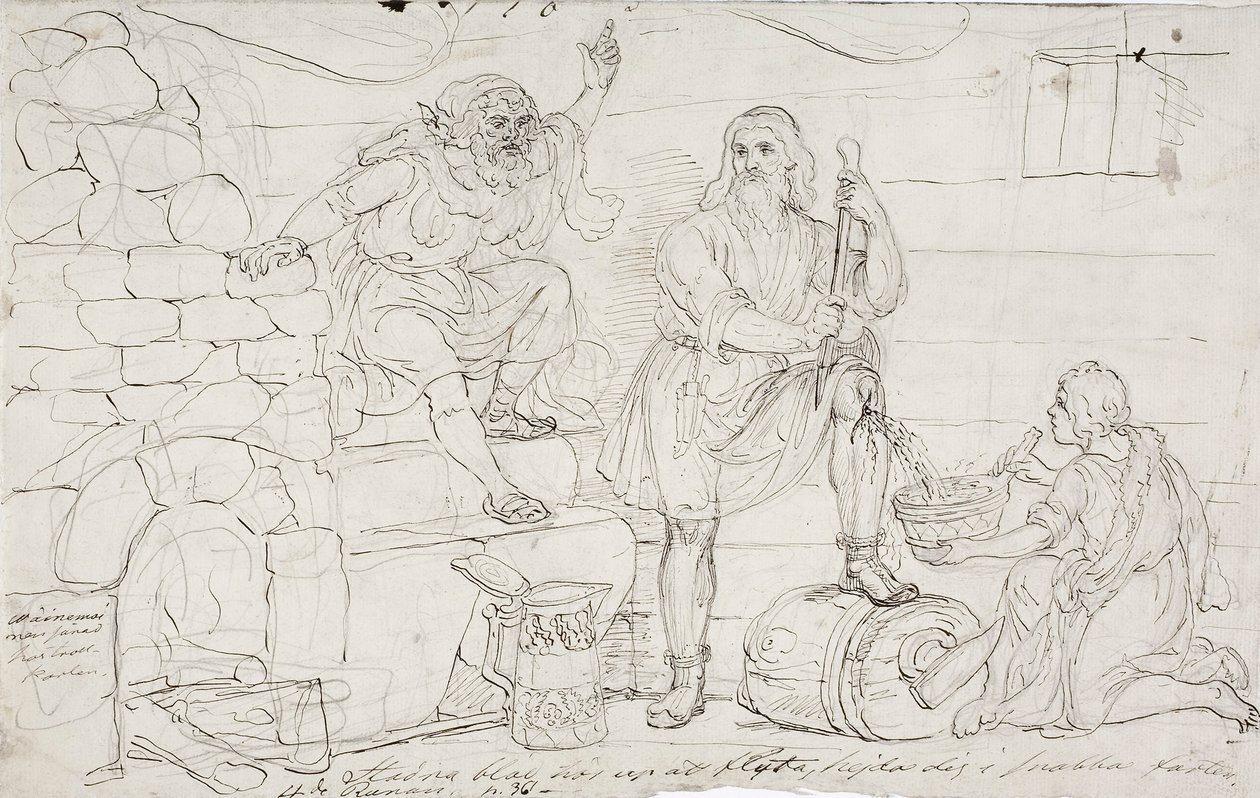 Väinämöinen´s Cut Knee, skitse af Robert Wilhelm Ekman
