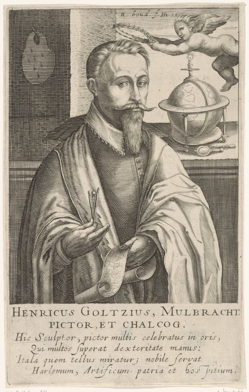 Portræt af Hendrik Goltzius, ca. 1610 (stik) af Robert Willemsz de Baudous