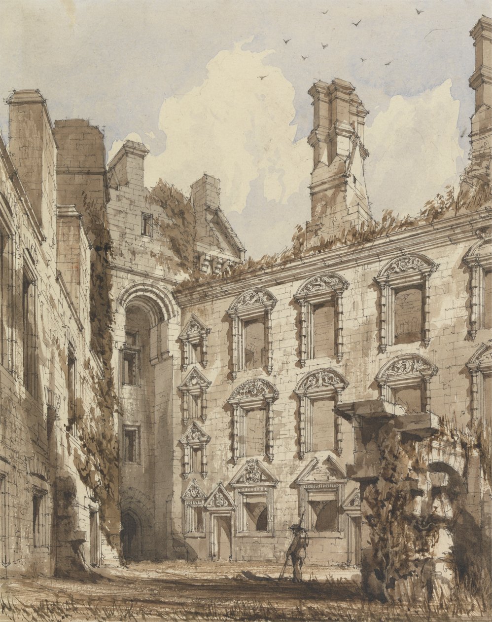 Court Yard af Caerlaverock Castle af Robert William Billings
