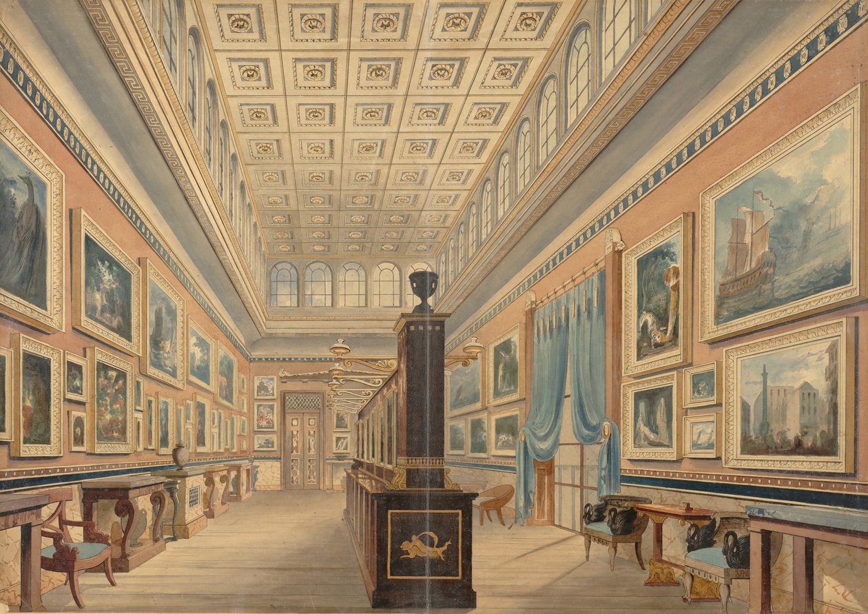 The Flemish Picture Gallery, Mansion of Thomas Hope, Duchess Street, Portland Place, 1830-51. af Robert William Billings