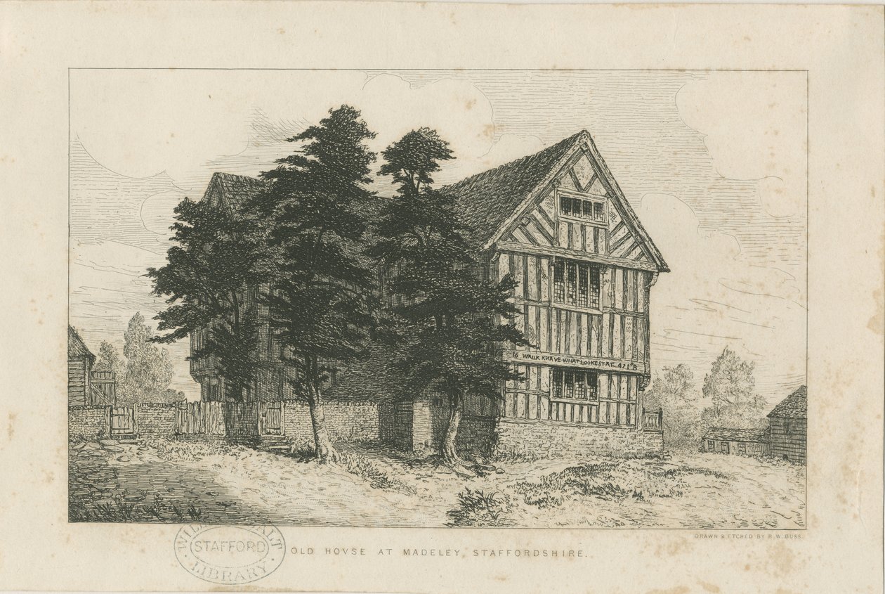 Madeley - Old House: radering, nd [1804-1875] (tryk) af Robert William Buss