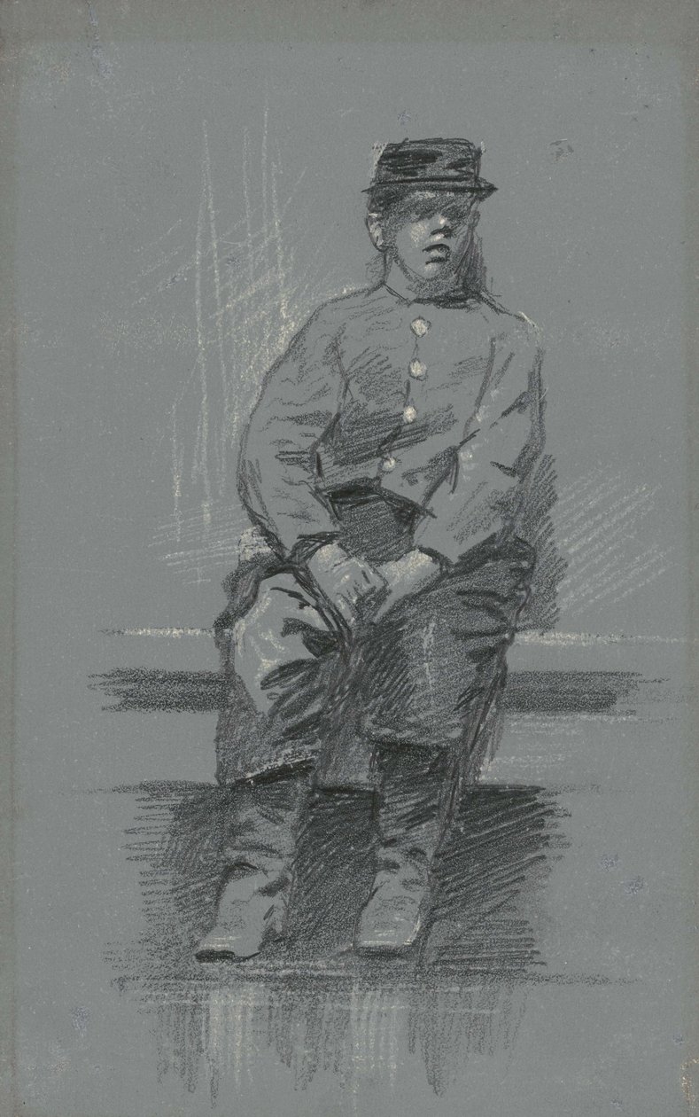 Kadetten, ca. 1895 (grafit på grå tavle) af Robert William Vonnoh