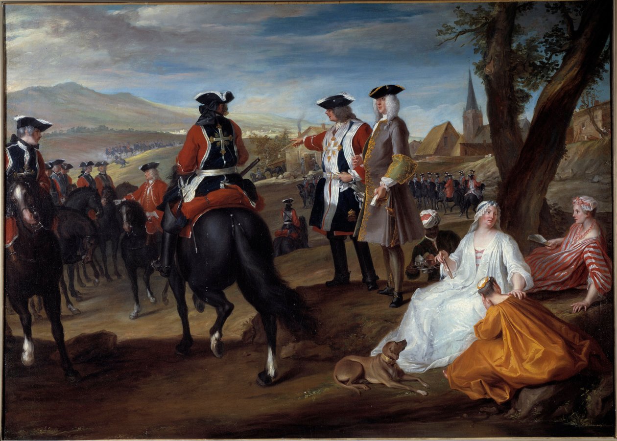 Gennemgang af sorte musketerer i savlens slette Maleri af Robert Paul Ponce dit Robert de Seri (1686-1733) 1729 Søn. 1,06x1,47 m af Robert de Sery