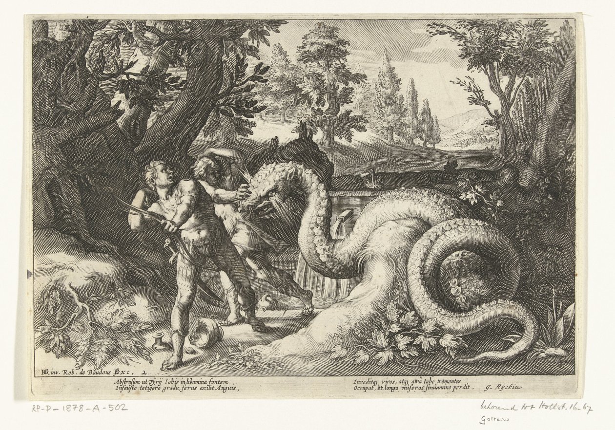Kadmusens ledsagere fortæret af en drage Metamorphoses of Ovid (serietitel) af Robert de Baudous