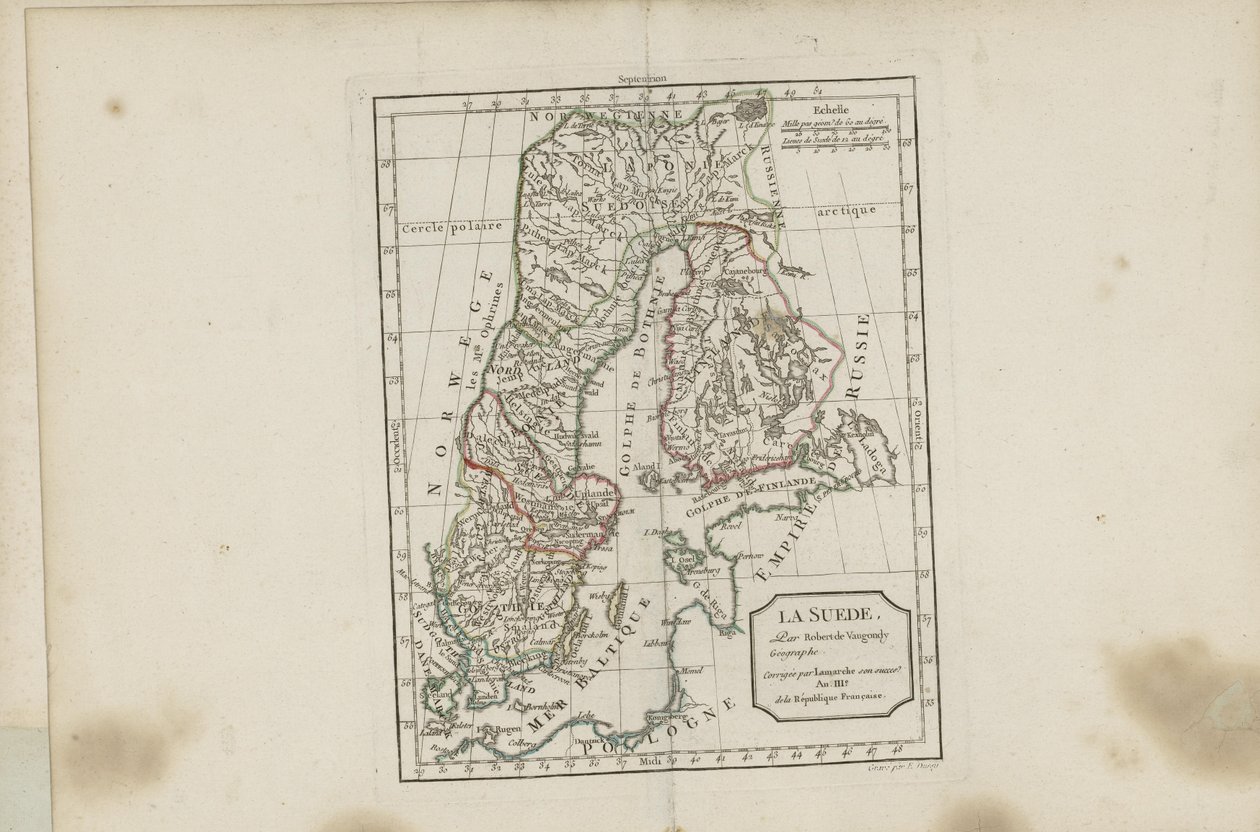 Illustration hentet fra boken Nyt bærbart atlas beregnet hovedsageligt til undervisning af unge i henhold til Modern Geography of the sen Abbé Delacroix av Vaugondy, Robert de og utgitt av Chez Lamarche (Paris, 1795) af Robert de Vaugondy