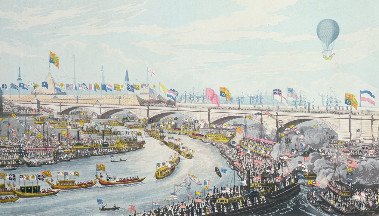 Åbningen af New London Bridge, af kong William IV og dronning Adelaide, 1831 af Robert the Elder Havell