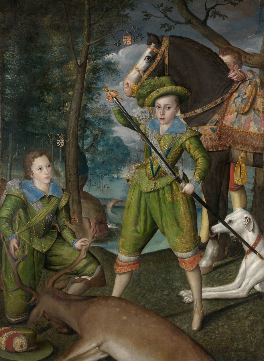 Henry Frederick, Prince of Wales, med Sir John Harington i Jagtmarken af Robert the Elder Peake
