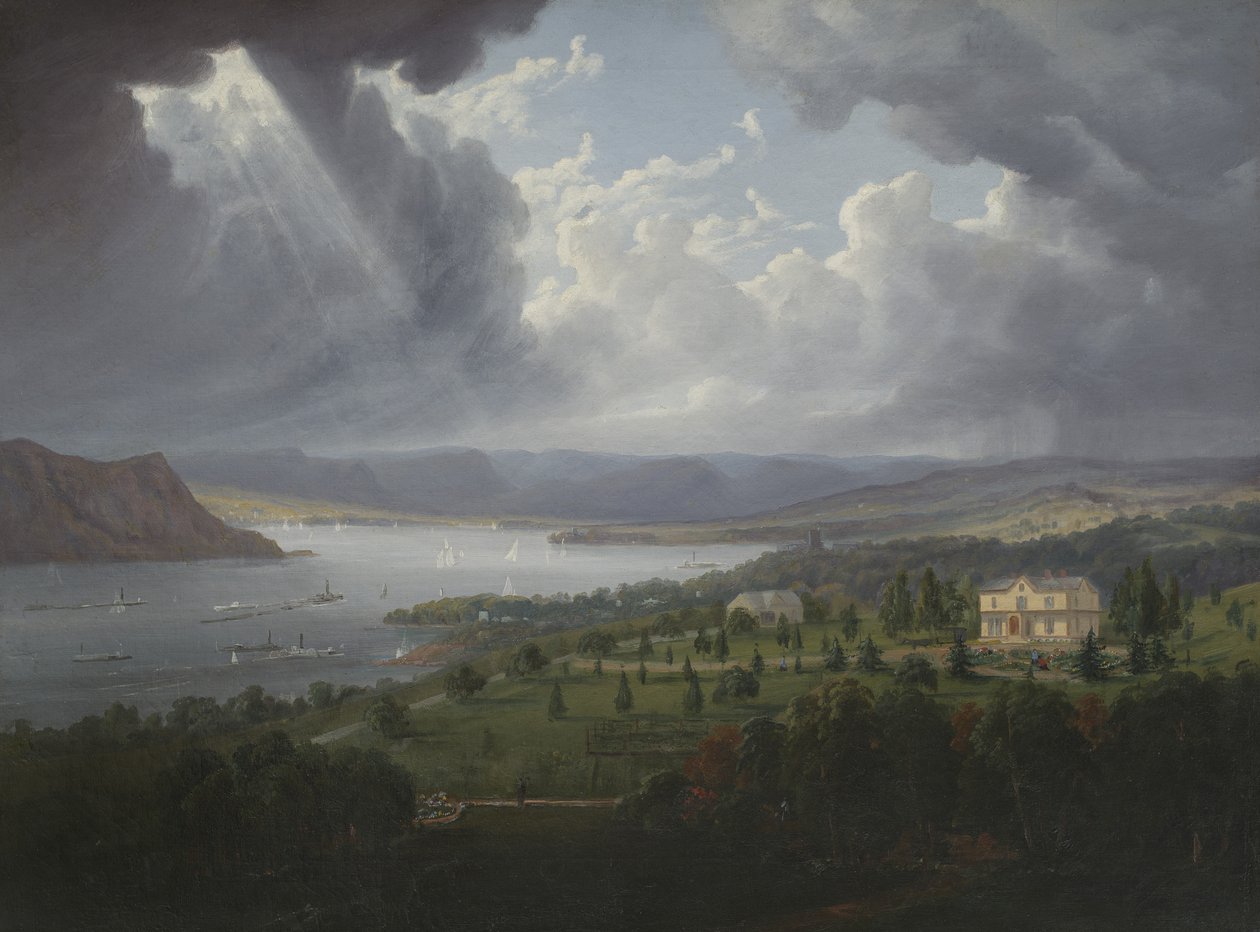 Udsigt over Hudson River fra Tarrytown Heights af Robert the Younger Havell